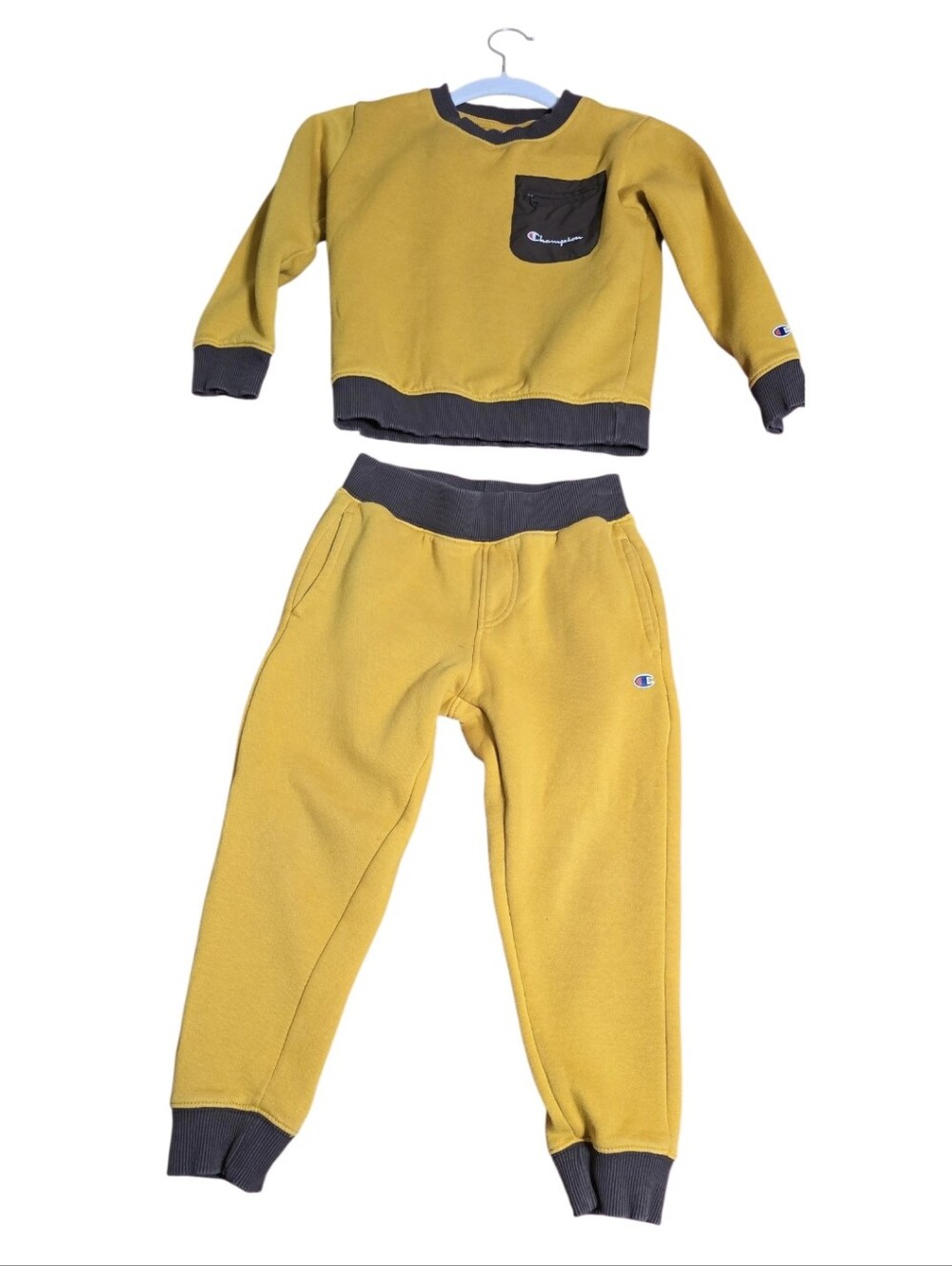 Champion Kids Mustard Yellow Sweatshirt & Joggers with Charcoal Trim